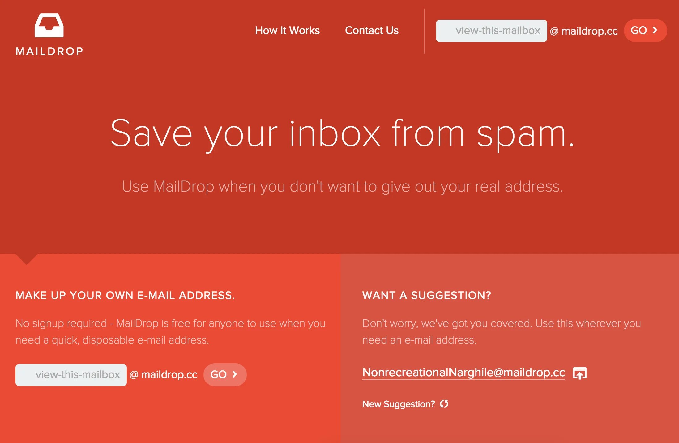 Real address. Inbox Spam. Maildrop. Spam Words UI.