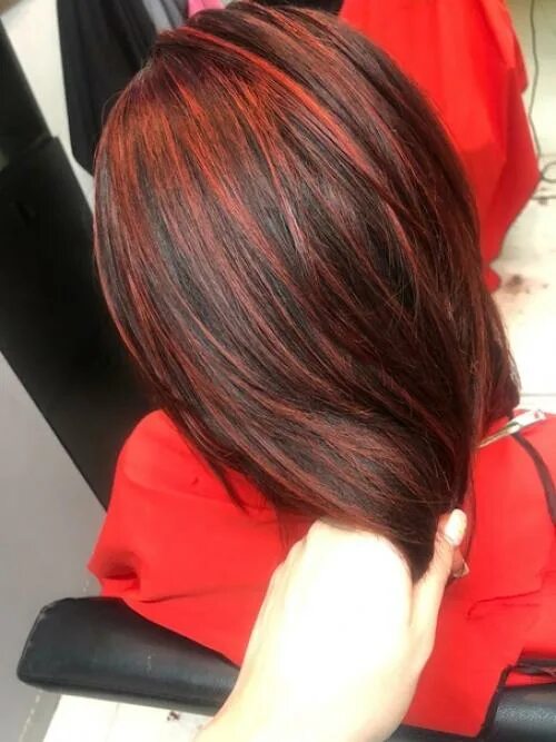 Как выглядит красное мелирование This item is unavailable Etsy Haar streifen, Gotik frisuren, Haarschnitt ideen