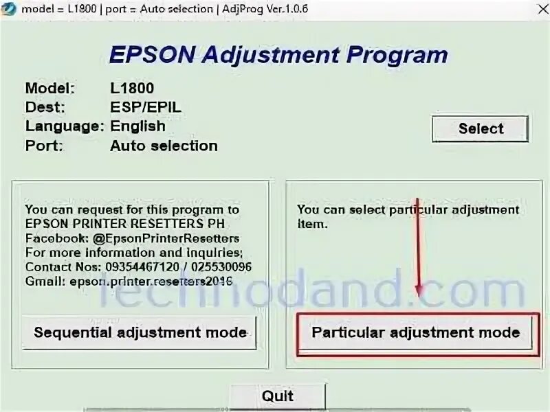 L1800 adjustment program. Adjprog l1800.