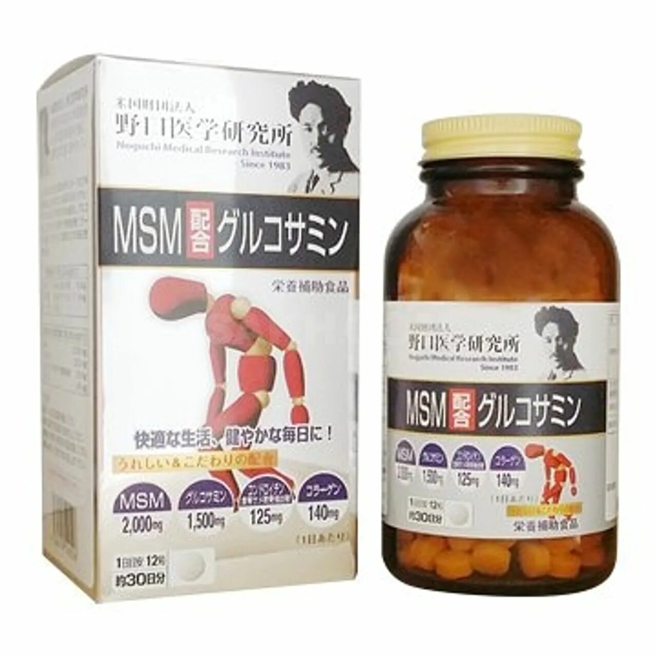 Noguchi глюкозамин + MSM (МСМ). Японский глюкозамин хондроитин MSM. Noguchi Glucosamine MSM, 360шт. Японский БАД для суставов MSM.