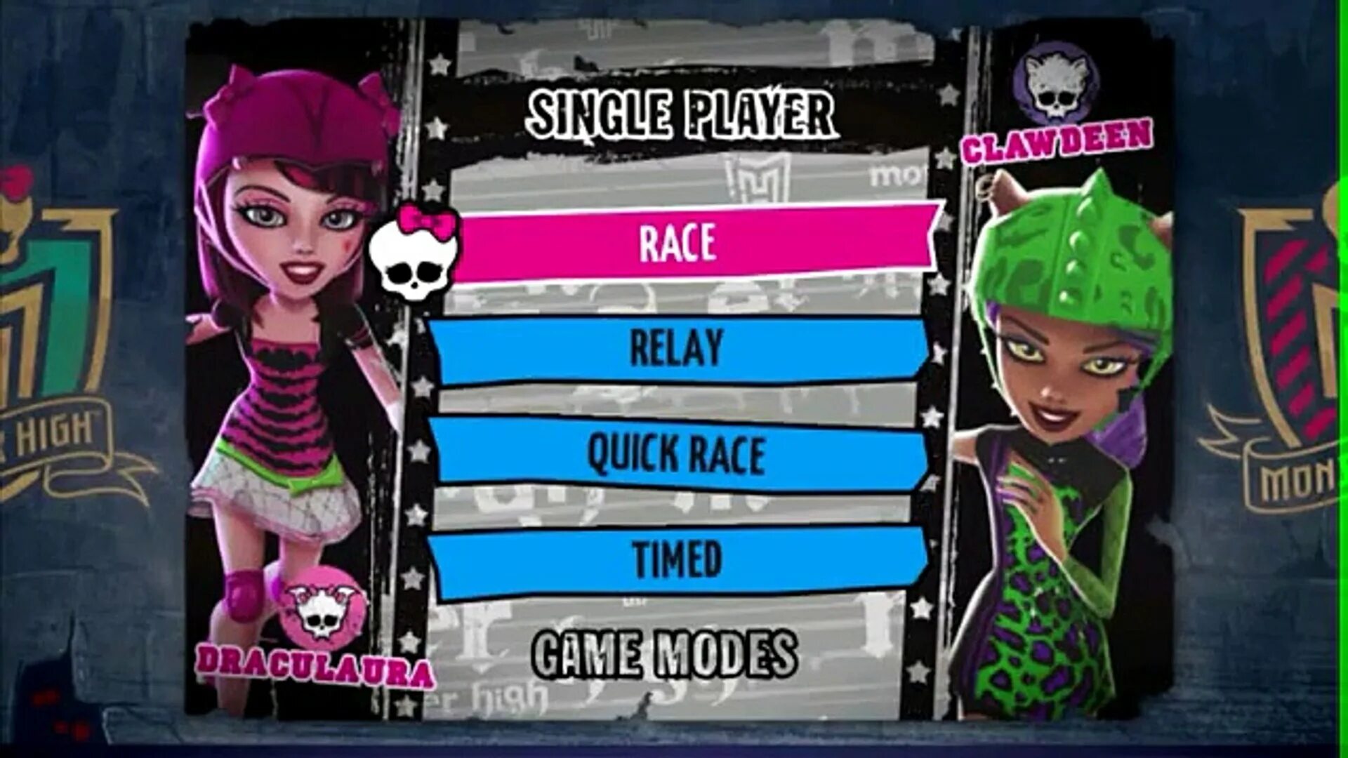 Игра хай на роликах. Дракулаура роллер Мейз. Меню Monster High: Skultimate Roller Maze. Игра Монстер Хай роллер. Игры Монстер Хай на ПК.