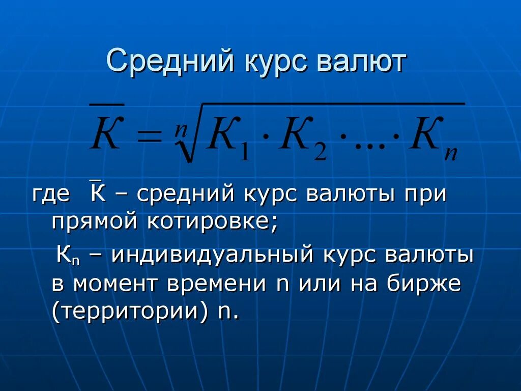 Средний курс валют