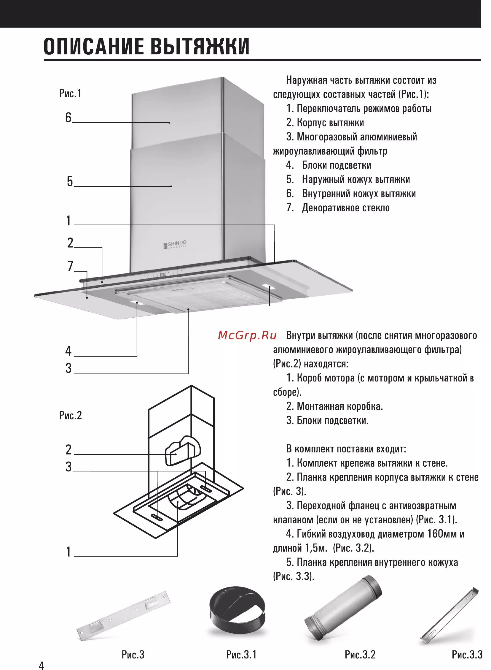 Части вытяжки