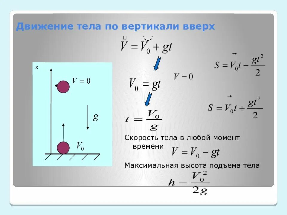 Высота подъема тела брошенного вверх