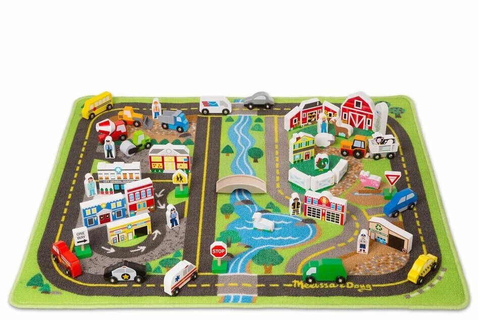 Melissa & doug город. железная дорога детская 65123. игровой набор kidkraft "горный тоннель". детский набор город. коврик город для детей.