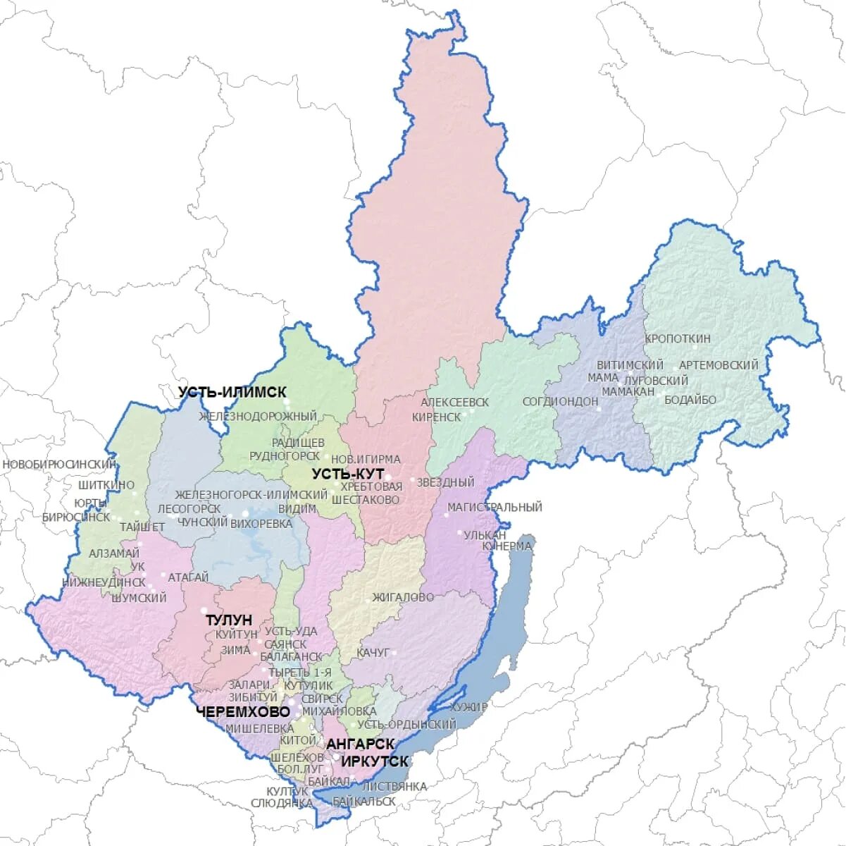 Иркутская обл карта с населенными пунктами. Карта Иркутской области с населенными пунктами. Карта Иркутской области с городами. Иркутская область на карте России с городами.