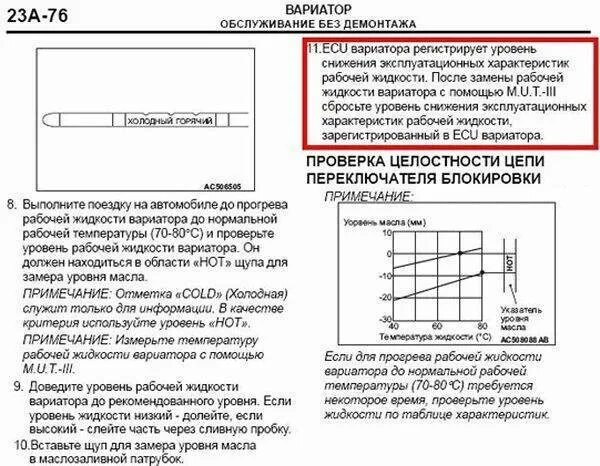 Температура масла в вариаторе