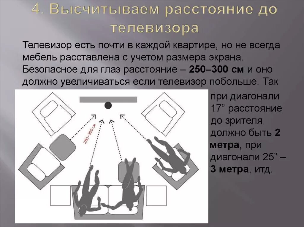 Расстояние ножек телевизора. Расстояние для телевизора. Расстояние до экрана телевизора. Расстояние до телевизора в зависимости от диагонали. Безопасное расстояние от телевизора.