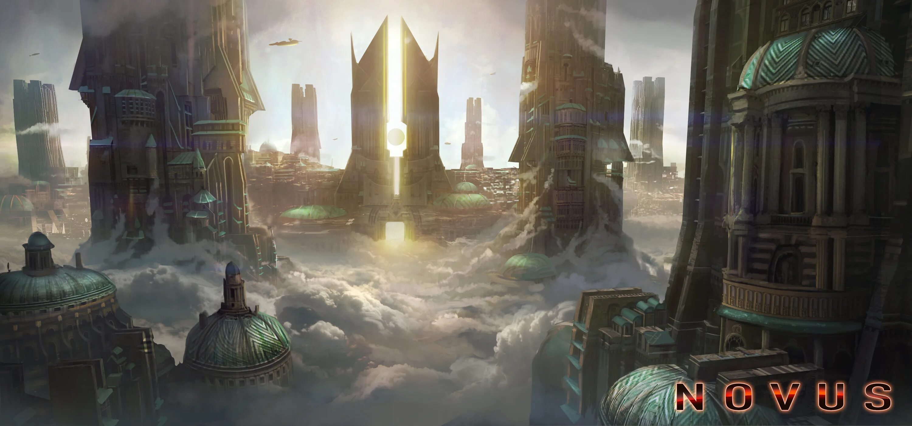 Фэнтези город будущего. Фэнтези площадь города. Туманный город будущего. Город будущего в тумане.