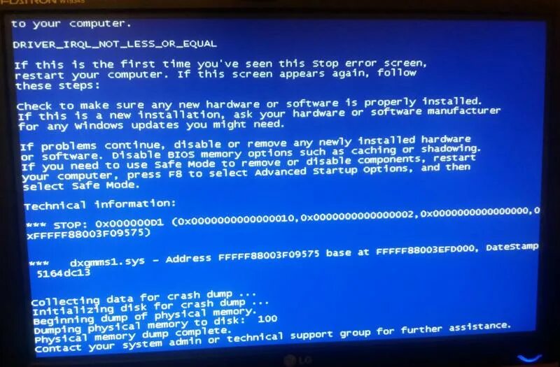 Синий экран смерти Windows 7. The system has detected