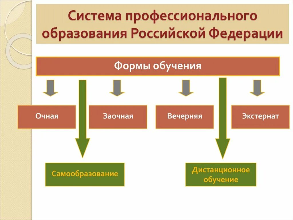 Система профессионального образования. Система профессионального образования в РФ. Структура профессионального образования. Формы образования в РФ. Часть профессиональной системы образования