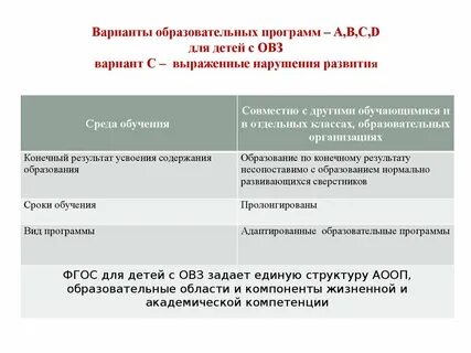 Специальные условия обучения детей с овз