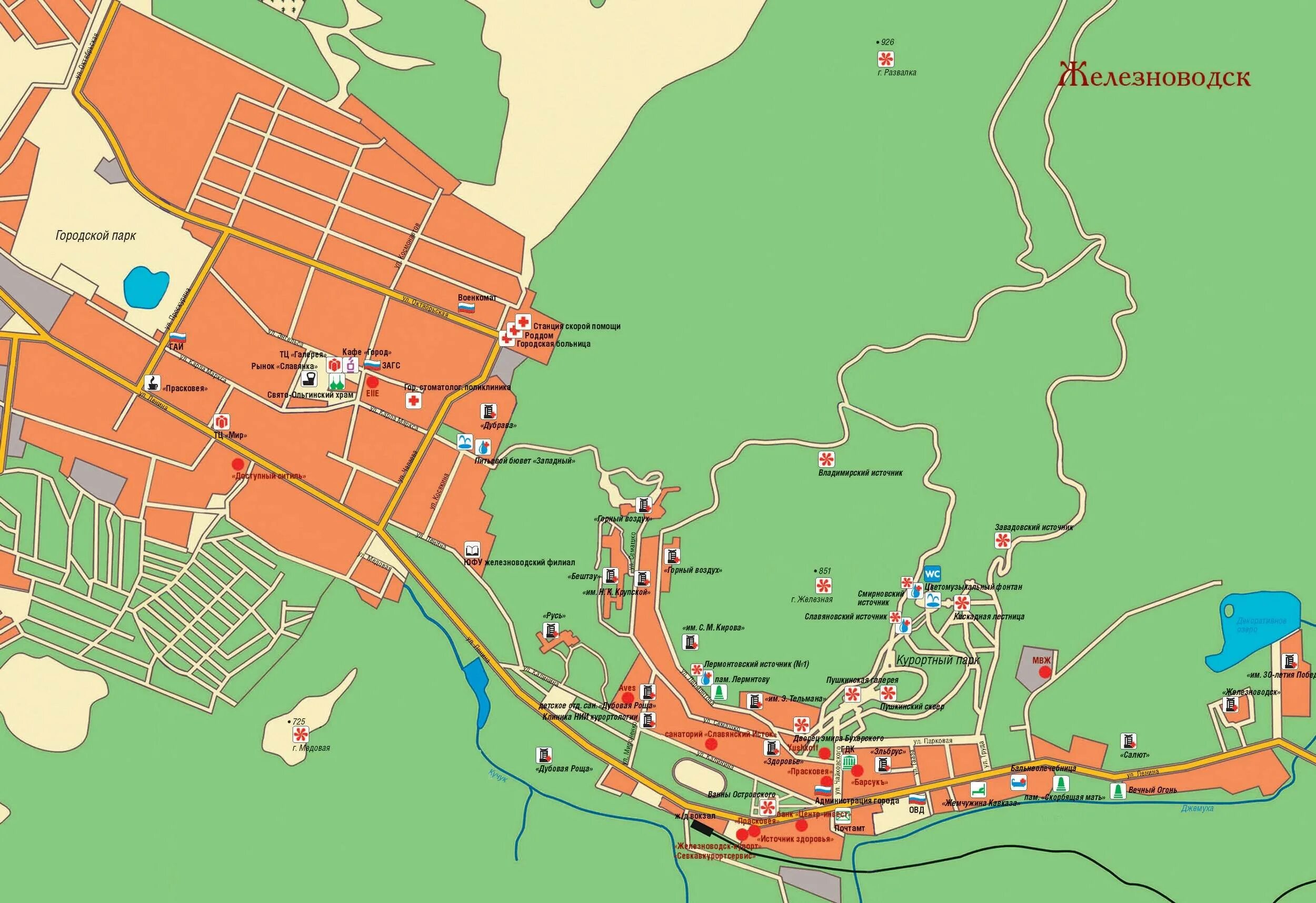 От минвод до железноводска. Карта кавказских Минеральных вод Пятигорск Кисловодск Железноводск. Санаторий Бештау на карте Железноводска. Санаторий Машук Пятигорск на карте. Карта Пятигорска с санаториями.