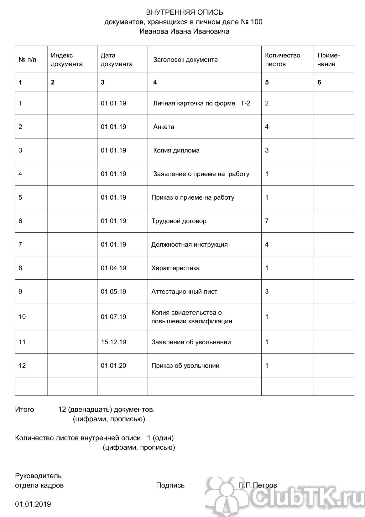 Внутренняя опись образец заполнения. Образец заполнения описи личного дела сотрудника. Внутренняя опись личного дела образец заполнения. Образец внутренней описи документов личного дела работника. Характеристика личного дела