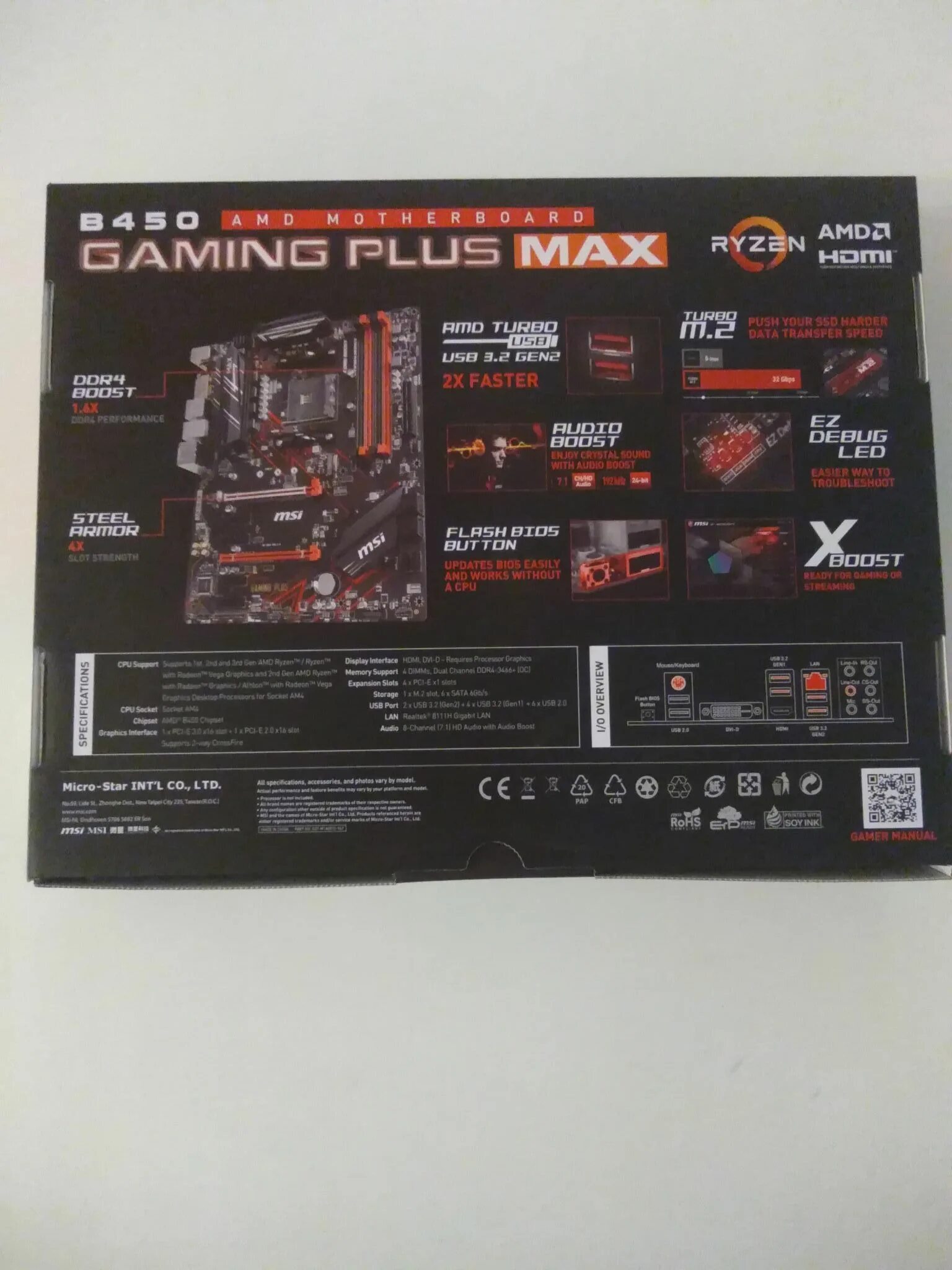 Материнская плата MSI 450 Gaming. MSI b450 Gaming Plus Max am4. MSI b450 Gaming Plus Max JCI 1. Материнская плата MSI коробка.