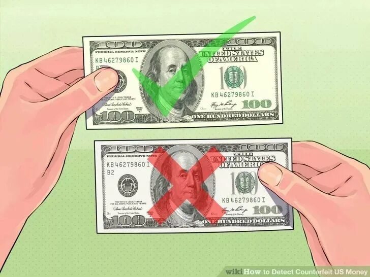 Как определить доллары. Как отличить настоящие доллары от фальшивых. как определить фальшивые доллары. доллар настоящий и фальшивый.