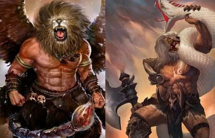 Лев с телом скорпиона. Демон с головой Льва. Лев демон. Человек с головой Льва. Голова Льва тело человека.