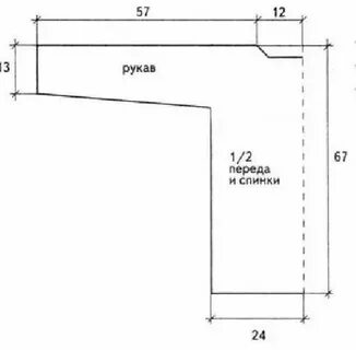 Выкройка туники с цельнокроеным рукавом
