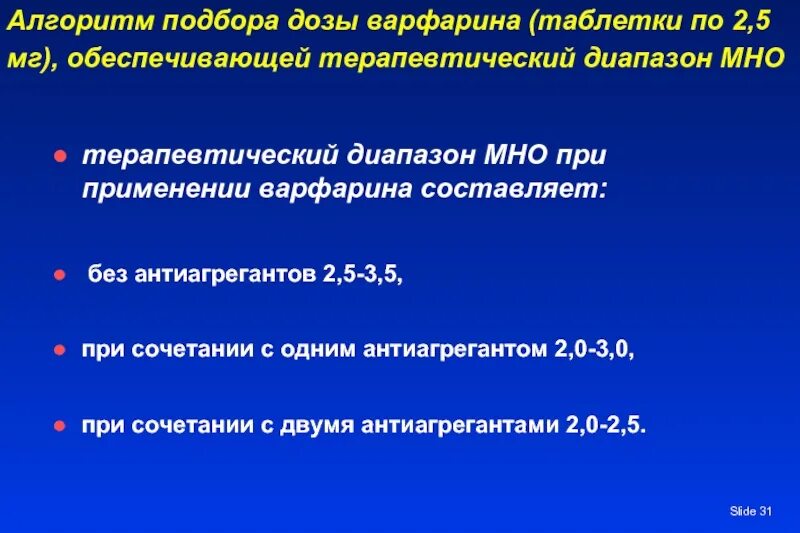 Дозировку подбирать. Терапевтическим диапазоном варфарина.