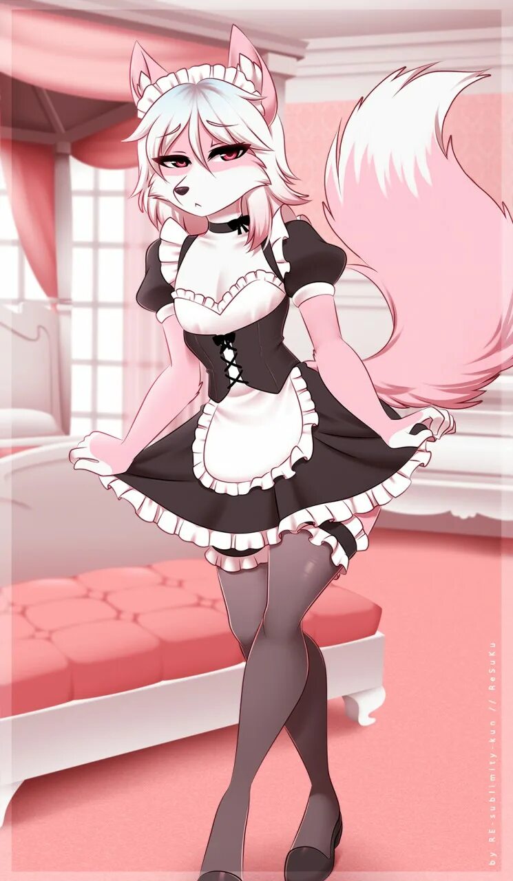 Furry maid. Фурри горничная фембой. Furry Trap горничная фембой. Горничная трап фембой. Фембой лиса горничная.