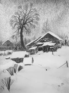 Зима карандашом