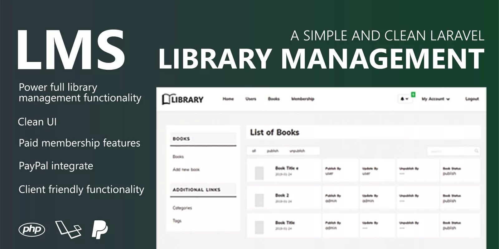 Library manager. Library Management System. Laravel LMS script. Library Management System application.