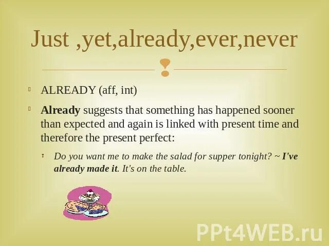 Fill in yet already ever never just. Present perfect just already yet. Present perfect already just yet презентация. Правило already yet just ever. Ever never just already yet.