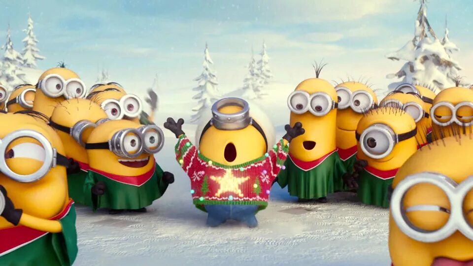 Minions holiday special. Новогодний Миньон. Миньоны новый год. Миньоны с новым годом. Миньоны 1920х1080.