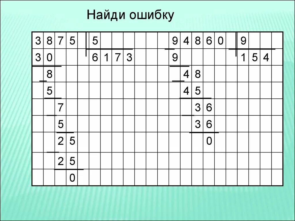 Решить сложнее найди ошибку. Деление многозначных чисел найди ошибку. деление на однозначное число 3 класс. деление на однозначное число 3 класс найти ошибку. деление столбиком с ошибкой.