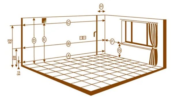 Схема установки лаг для пола. Ширина проема для лестницы на второй этаж. Расстояние между полом и потолком. Схема разметки штроб под проводку. Высота расположения окон от пола.