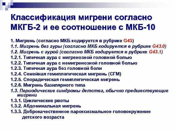 Мигрень без ауры мкб