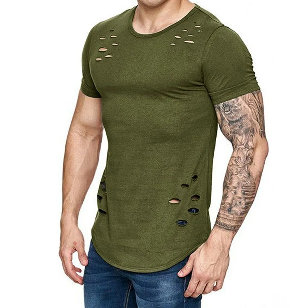 Порванная футболка. Distressed t-shirt. Футболка шериф. Майка с дырками. Футболка в дырочку мужские.