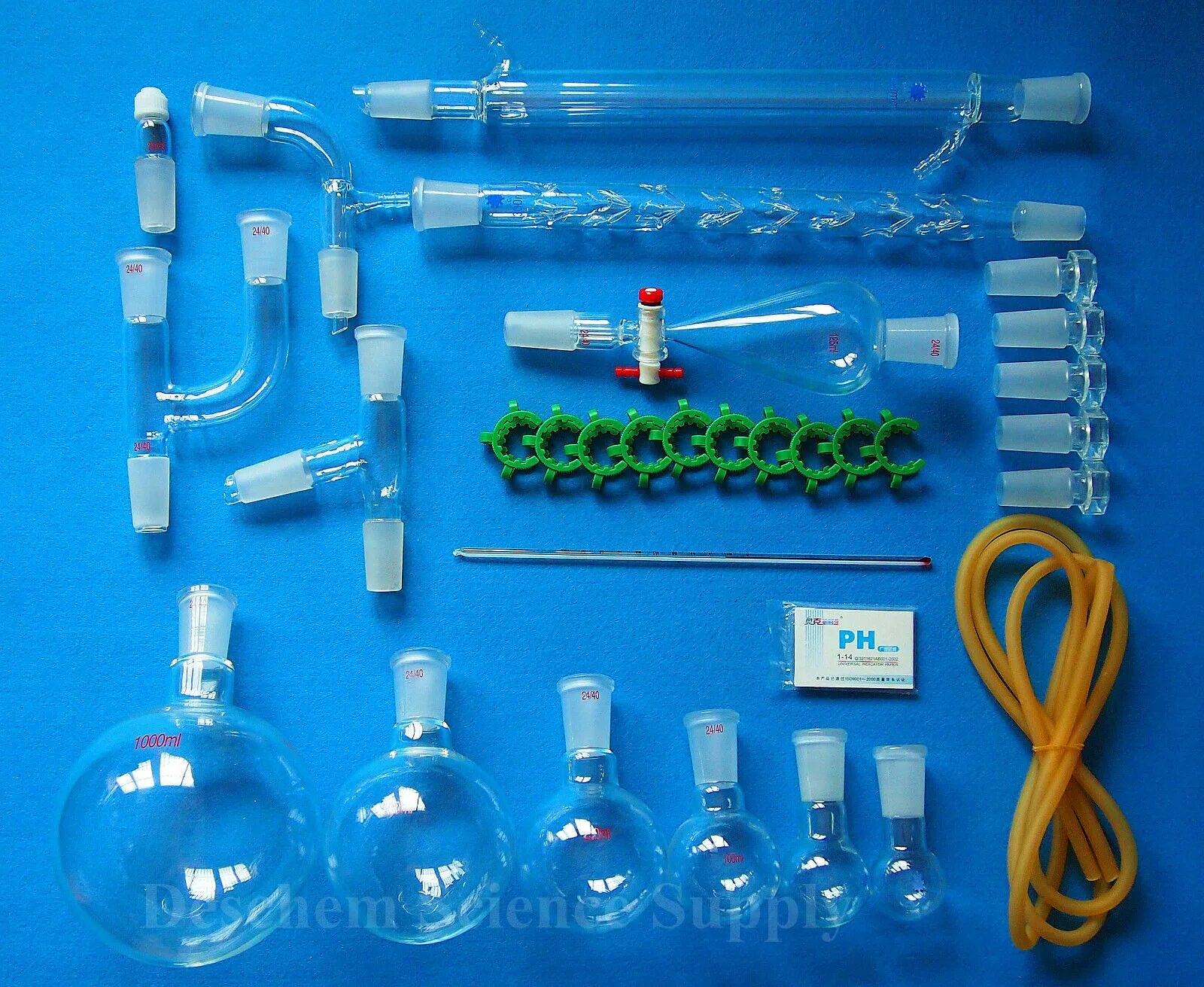 24/40 Из стекла для дистилляции аппарат лабораторный набор. Стеклянная лабораторная посуда. Химическая посуда. Комплект для химической лаборатории. Расходные материалы для лаборатории