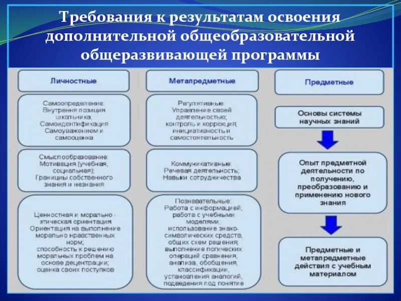 Результаты освоения дополнительных образовательных программ