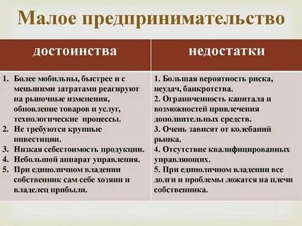 Достоинства и недостатки производственного предпринимательства