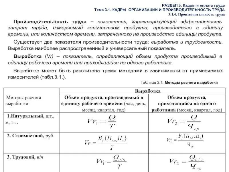 Как рассчитать выработку. Трудовой метод расчета производительности труда. Рассчитать показатели производительности труда. Производительность труда персонала: показатели и методы расчета. Методы расчета производительности труда таблица.