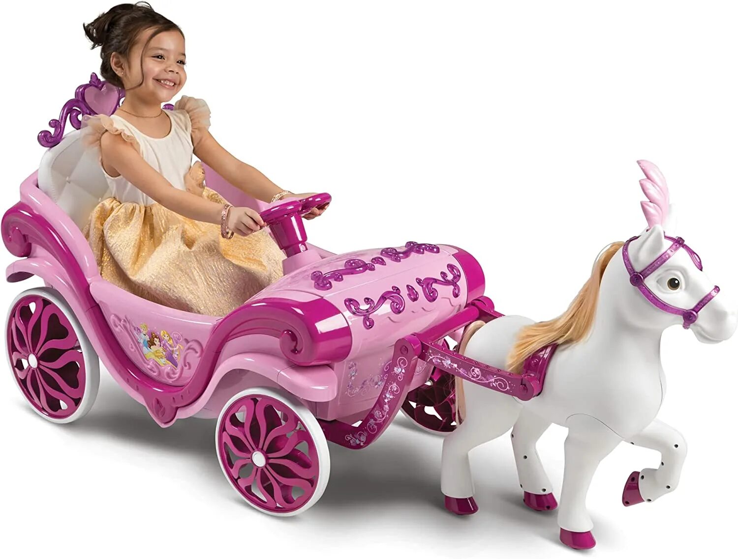 Включи заказывать игрушки. Электромобиль карета принцессы. Детский электромобиль карета Дисней. Карета принцессы Диснея электромобиль. Карета с лошадью для девочки.