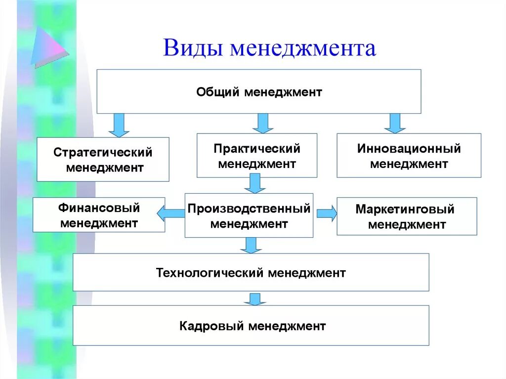 Управление производства включает. Виды менеджмента. Типы и виды менеджмента. Виды менеджмента схема. Виды управления в менеджменте.