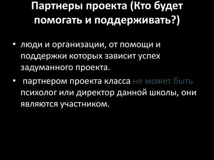 Партнеры проекта пример