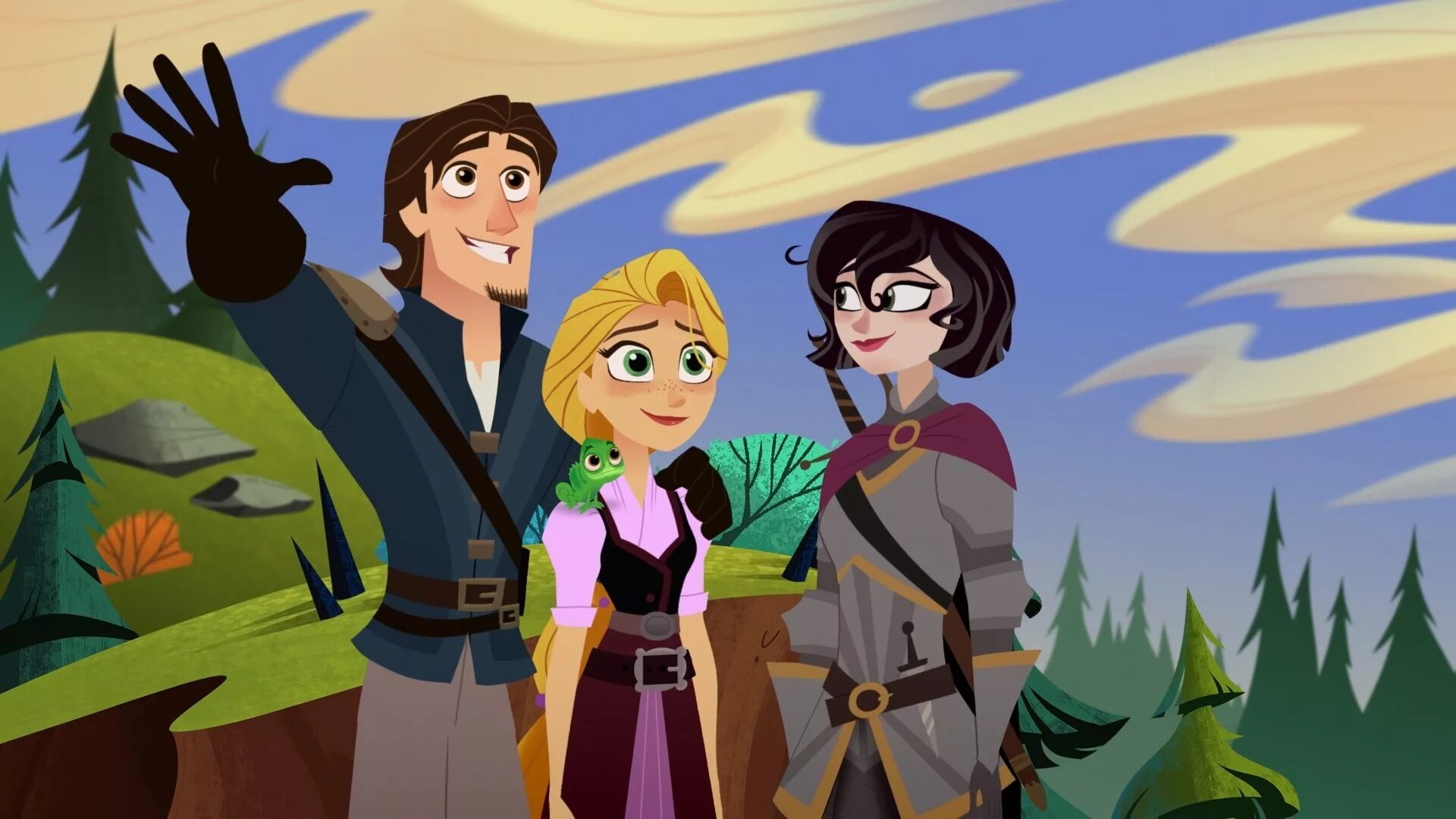 Tangled the series. Tangled the Series Рапунцель. Рапунцель и Юджин и Кассандра. Tangled the Series Юджин и Кассандра.