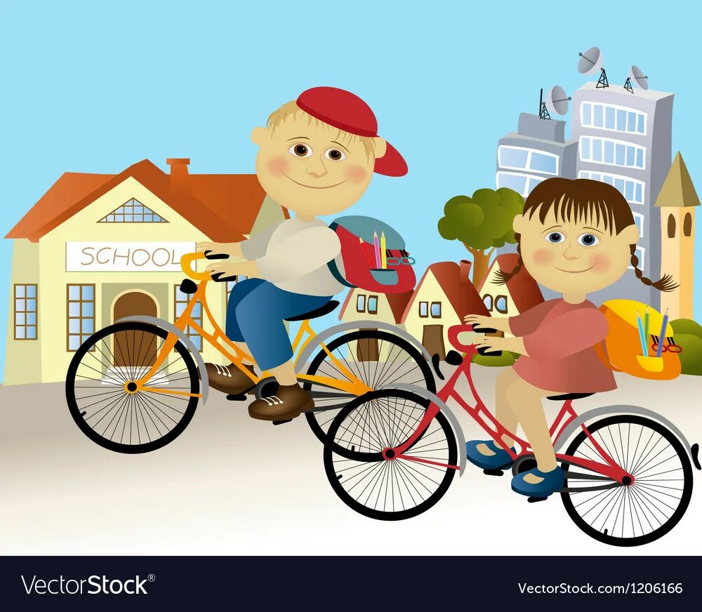 He will go to school. Go to School by Bike. День «в школу на велосипеде» (Bike to School Day). Go to School by Bicycle. Ride a Bike to School.