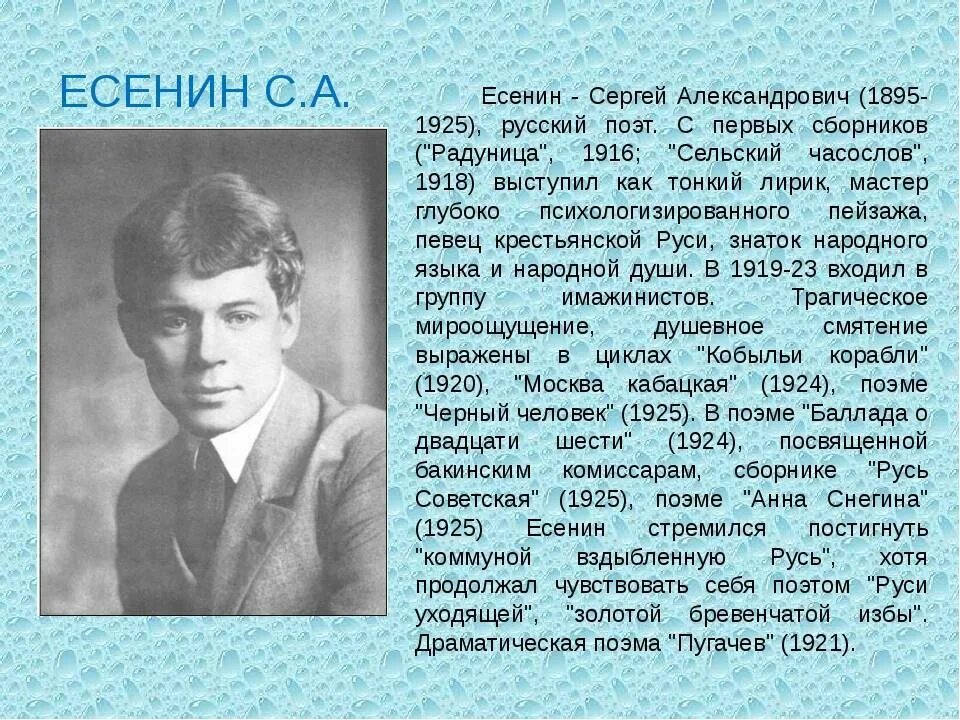 Писатели 1924 года рождения. География Есенина.