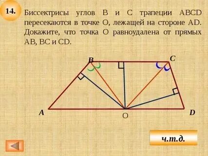 Точка равноудаленная от сторон трапеции