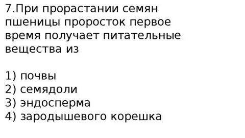 Проросток получает питательные вещества из