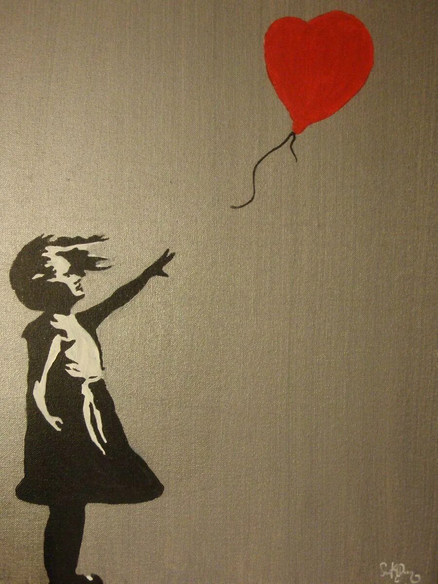 They let go. Девочка с шариком сердечком. Бэнкси сердце. Бэнкси с сердечком. Бэнкси девочка с сердцем.