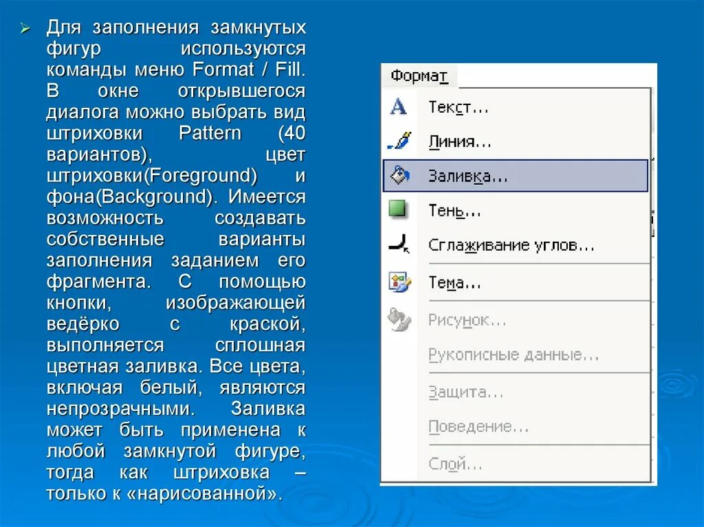 Команда меню Формат. Перечислите команды меню Формат/изменение. Какие команды содержит меню Формат. Как выбрать нужную команду меню.