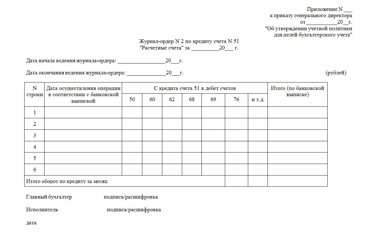 Журнал ордер форма