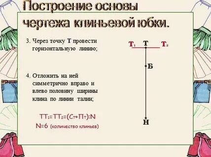 Линии чертежа юбки