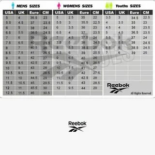 Reebok размерная сетка