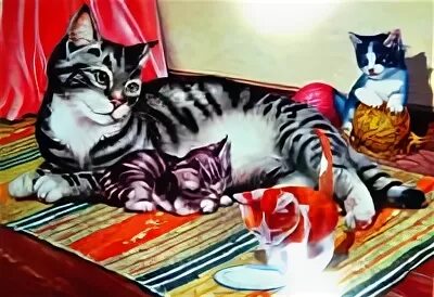Сюжетная картина кошка с котятами. Сюжетная картина кошка с котятами. Сюжетная картина кошка с котятами. Картины домашних животных. Занятие по картине кошка с котятами.